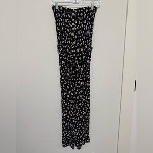 Floral Black and White Women's jumpsuit